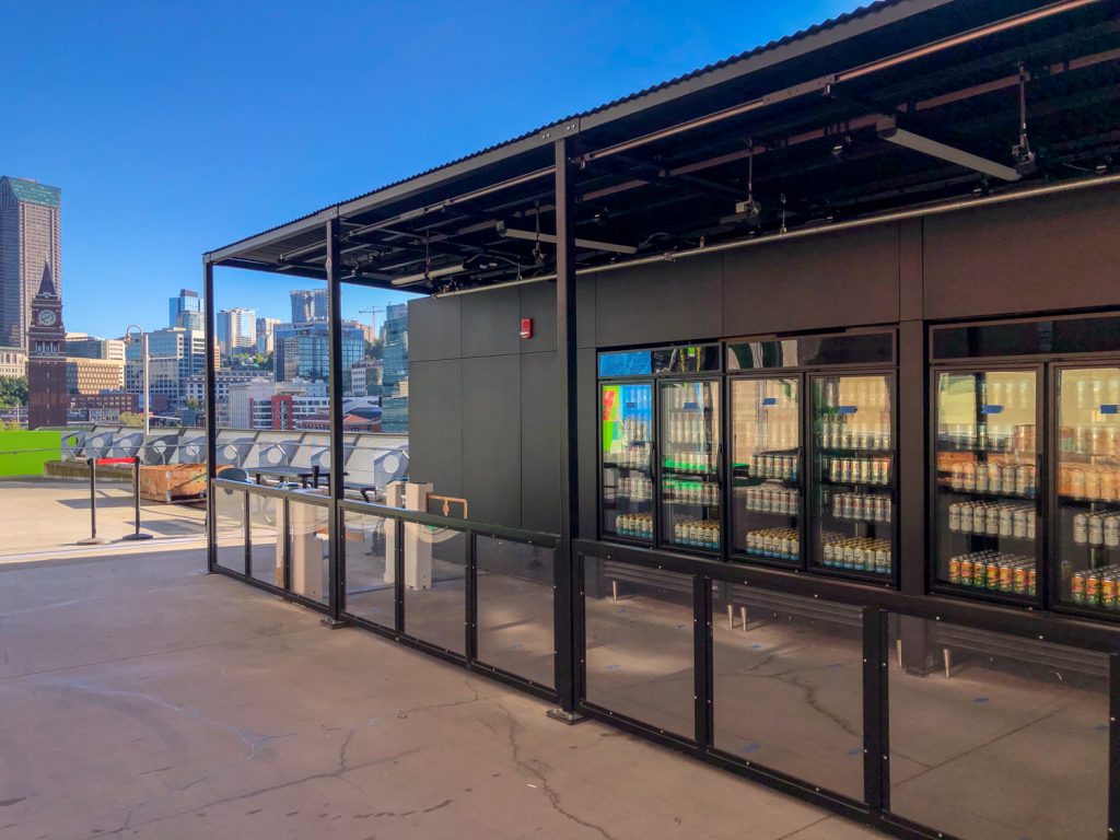 Unmanned retail kiosk installed at Lumen Field in downtown Seattle with contactless payment